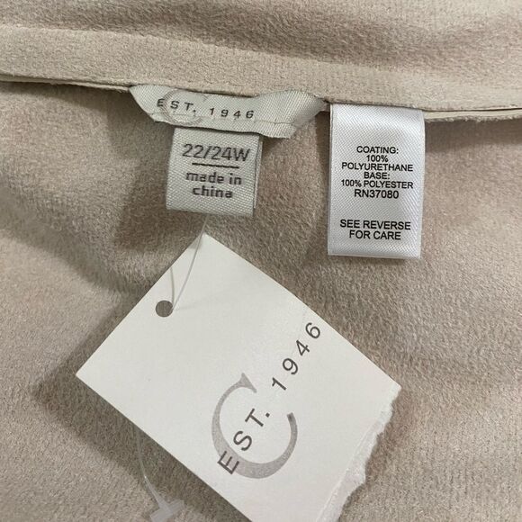 Cream Faux Leather Jacket Chic Cream Scalloped Open Blazer Soft Girl Coquette - Picture 9 of 14